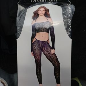 Dreamgirl Black Lace Off-Shoulder Set